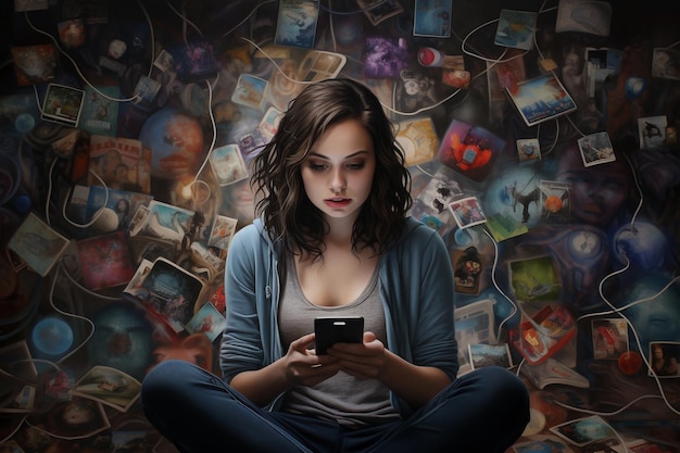 The girl is addicted to social networks