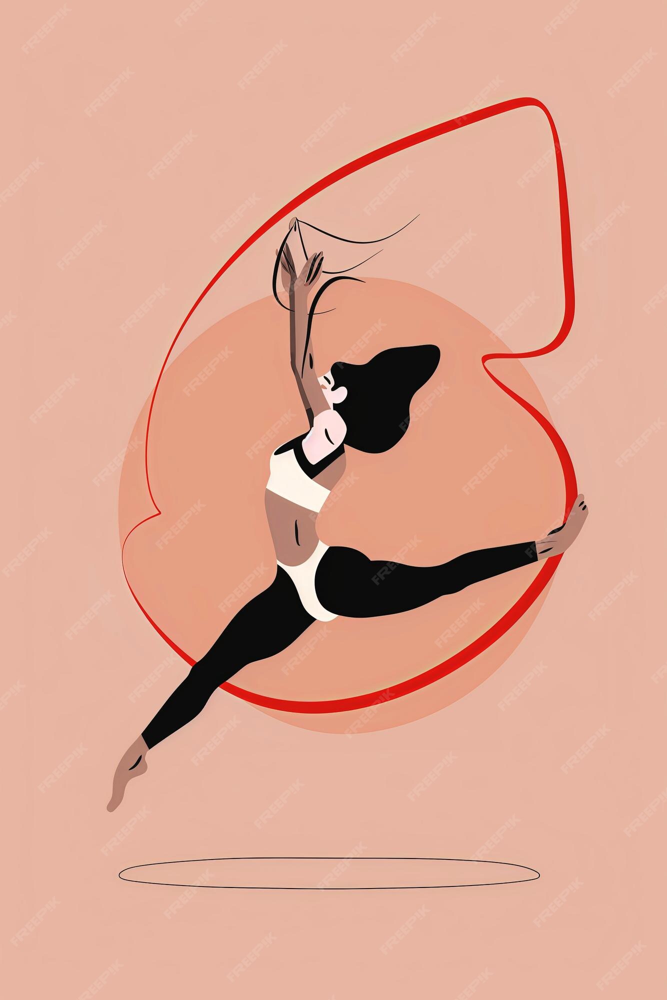 Premium Photo Girl is doing rhythmic gymnastics at the Paris 2024