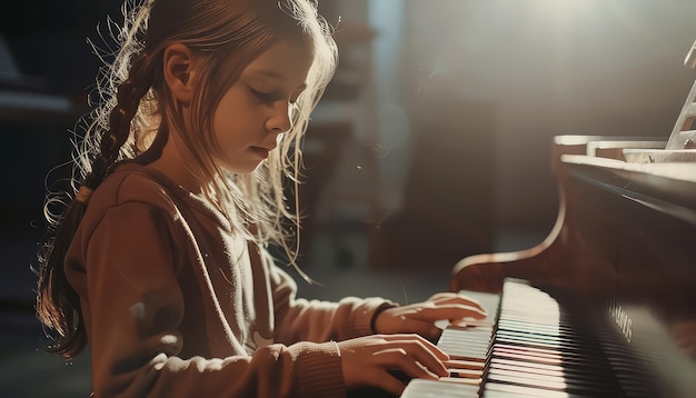 A girl is playing the piano