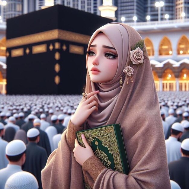 Girl is praying in Kaaba