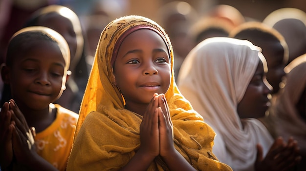 a girl is praying with her hands together in prayer.