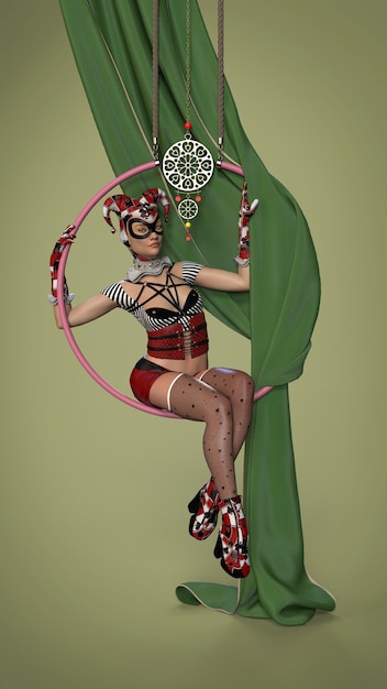 Photo the girl in the jester's costume. 3d illustration