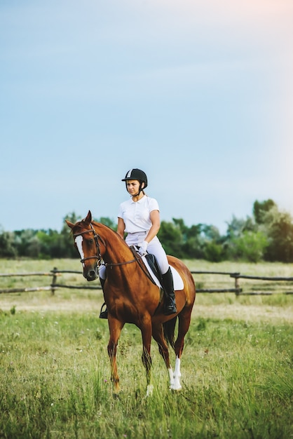 Ragazza fantino a cavallo