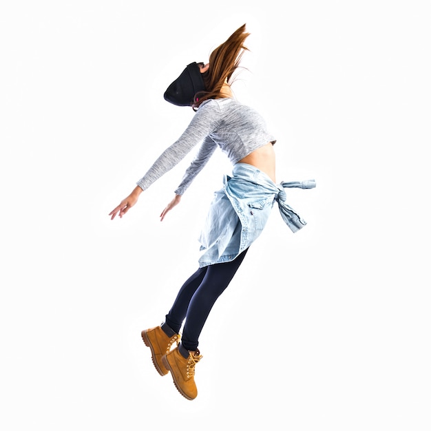 Girl jumping in hip hop style