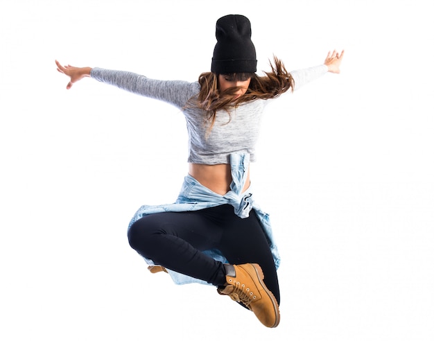 Girl jumping in hip hop style