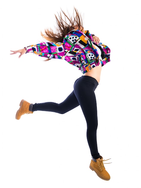 Photo girl jumping in hip hop style