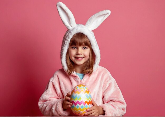 Photo girl kid wearing bunny