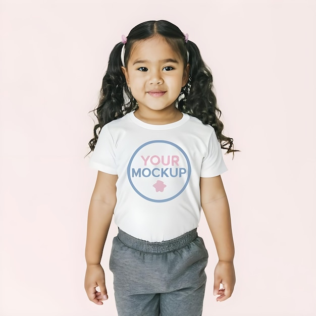 Girl kids tshirt mockup with short sleeve generative by ai