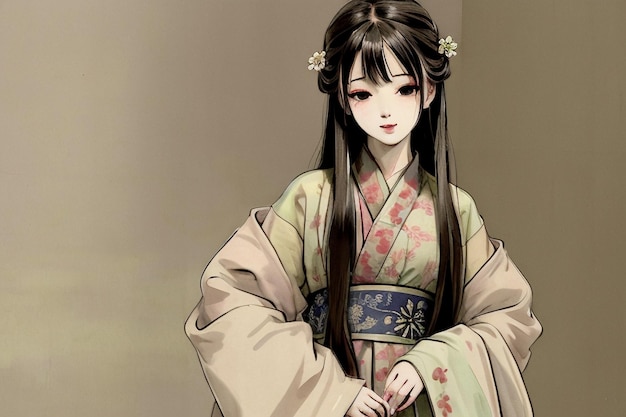 A girl in a kimono with the name koto.