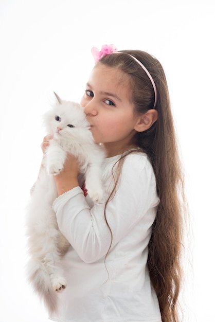 Girl Kissing Her Cat