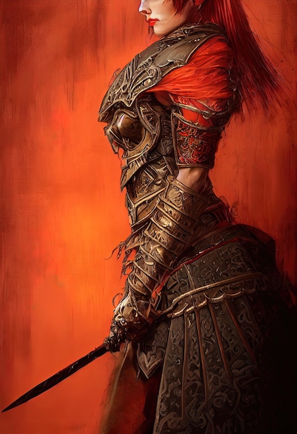 Girl knight dark fantasy painting illustration art