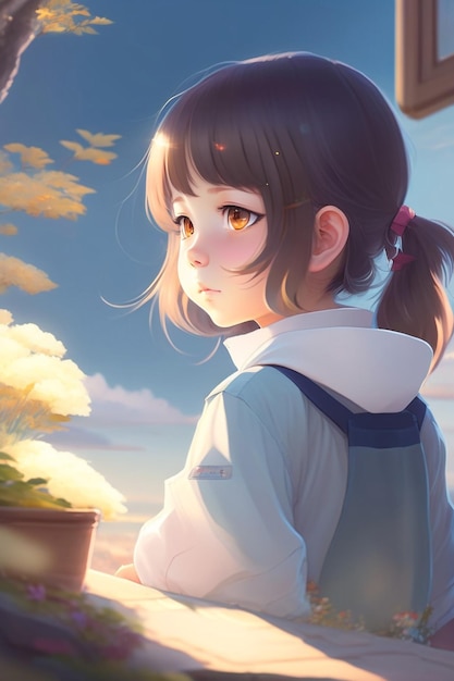 空を眺める女の子