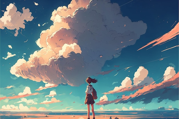 A girl looking at the sky