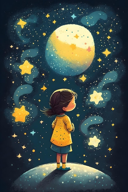 Premium Photo | A girl looking at the stars in the sky