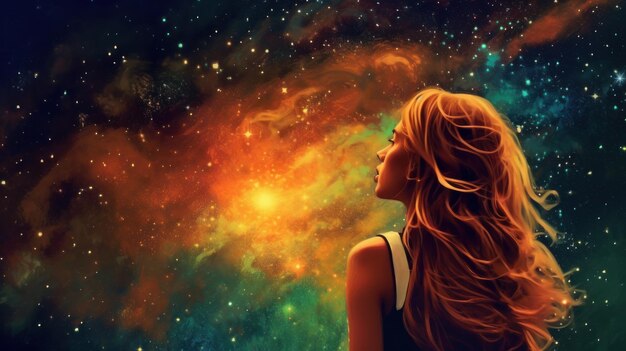 Girl looks into space