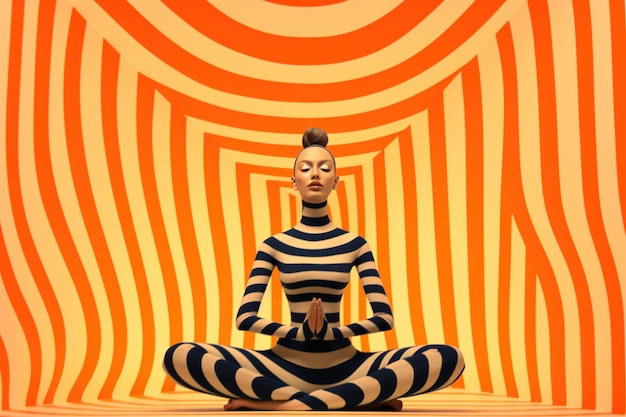 Girl in the lotus position Generative AI