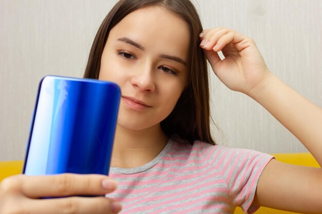 Girl makes selfie