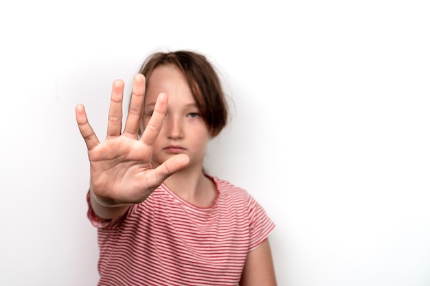 Girl making stop gesture