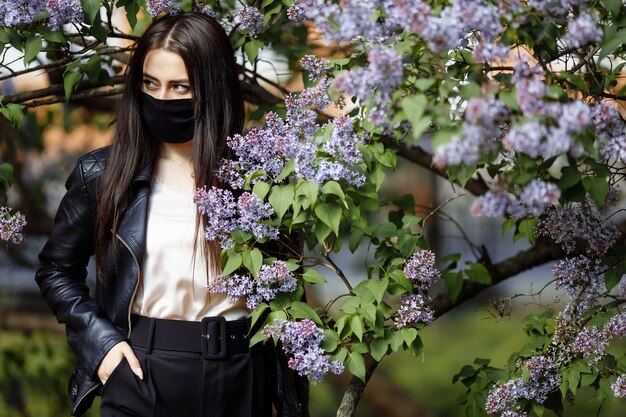 Girl in a medical mask