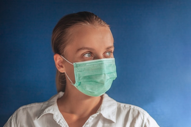 Girl in a medical mask