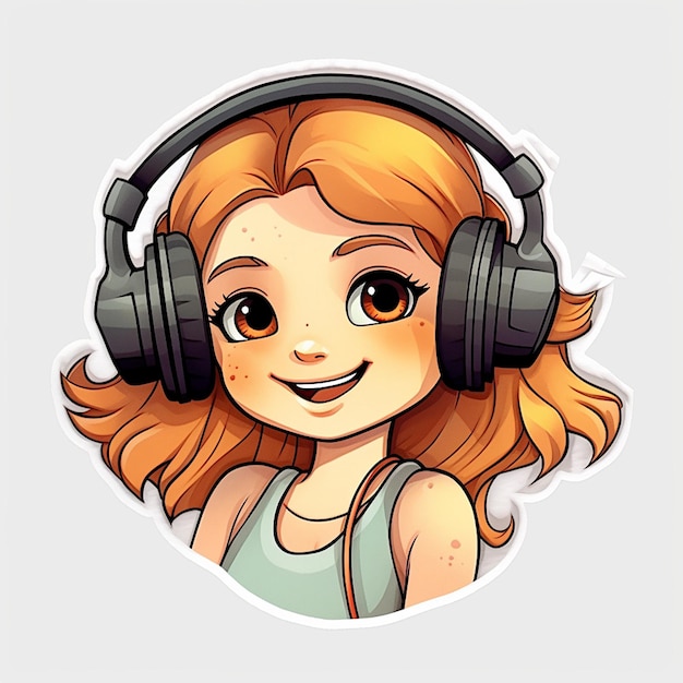 Girl modern headphones illustration