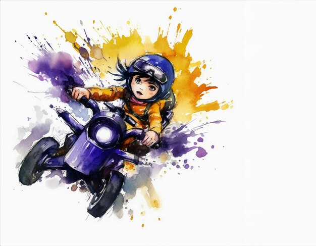 A girl on a motorcycle with a helmet