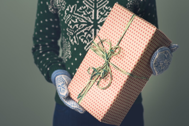 Photo girl in a new year's sweater