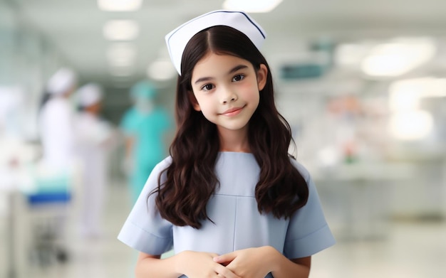 girl in nurse uniform hospital background Future career dream ideas