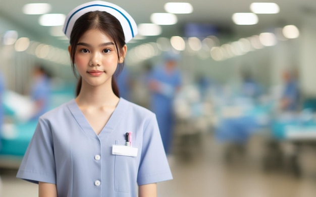 girl in nurse uniform hospital background Future career dream ideas