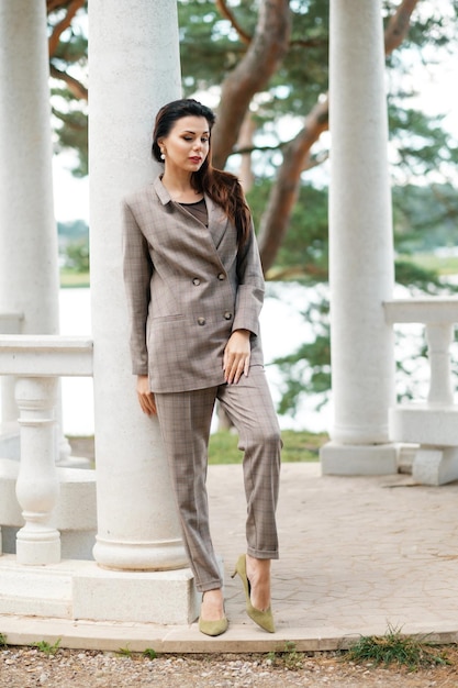 Girl in pantsuit on the street