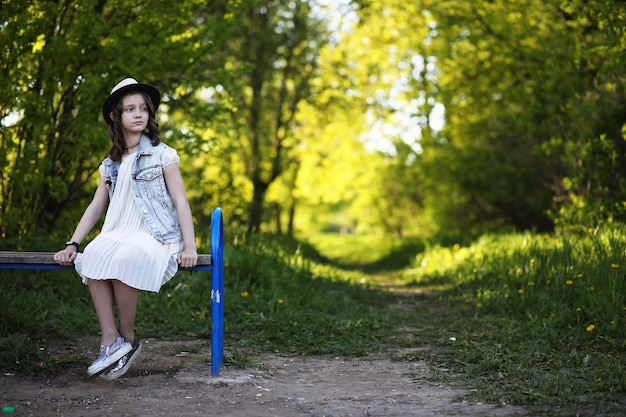 Girl in the park in the spring