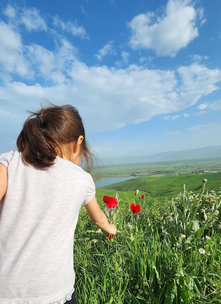 girl picker flowers