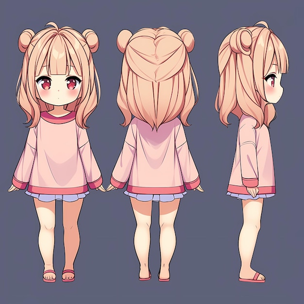 девушка в розовом платье - персонаж аниме.