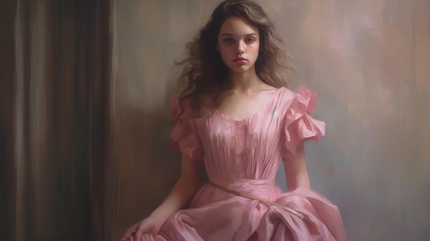 A girl in a pink dress