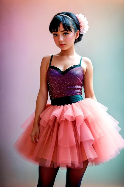 Girl in a pink tutuProfessional photo sessionDigital creative designer fashion glamour artAI illustration