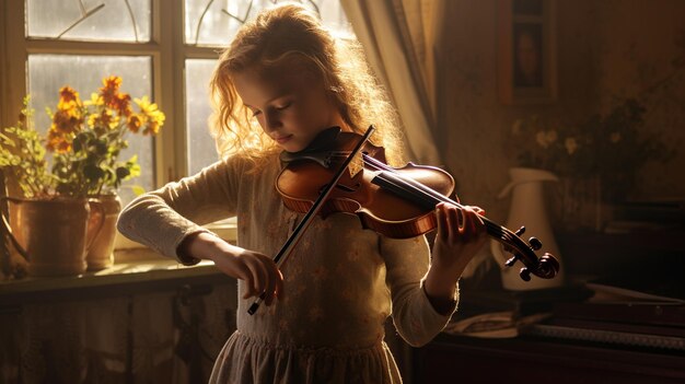 the girl plays the violin