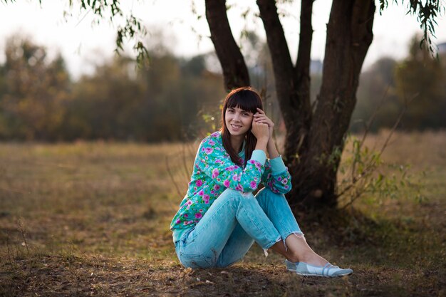 Girl plucked grass