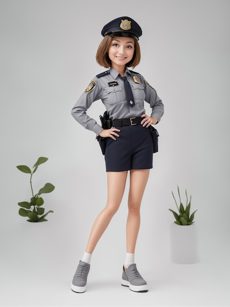 警察の制服を着た女の子