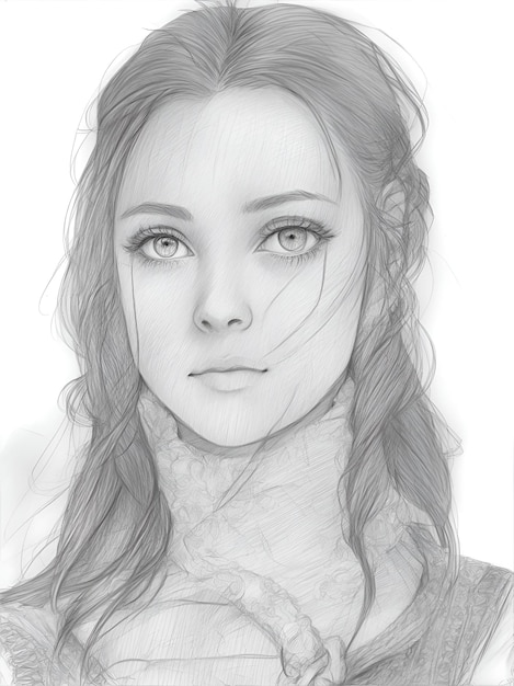 Photo girl_portrait_pencil_sketch_3