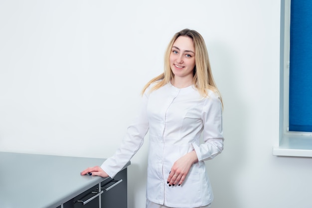 girl posing in medical clothes