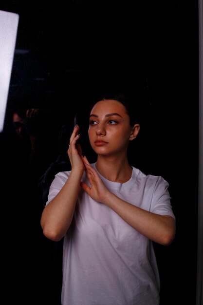 girl posing for a photo of a business lady