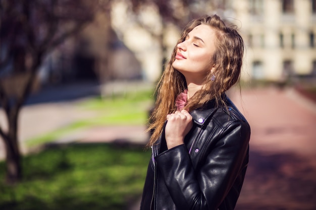 Girl posing on street