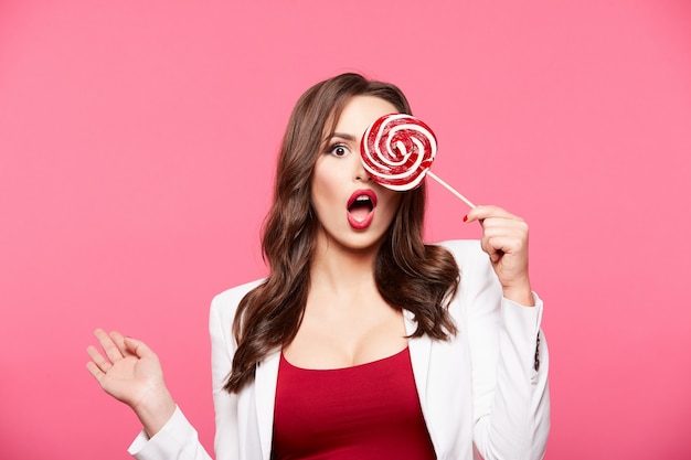 Girl posing with lollypop