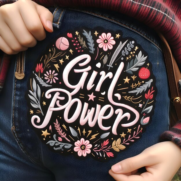 Photo girl power sticker happy womens day