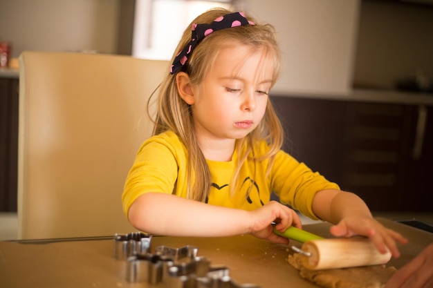 Girl preparing food at table