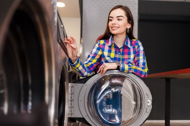 Girl in the public laundry.