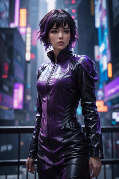 The girl in the purple suit