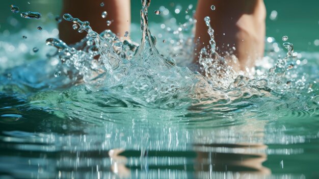 Foto ragazza mette il piede in piscina calda hd sfondo carta da parati desktop carta da parate