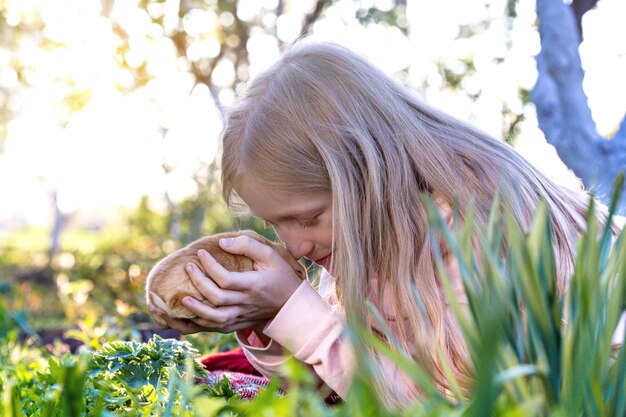 Girl and rabbit