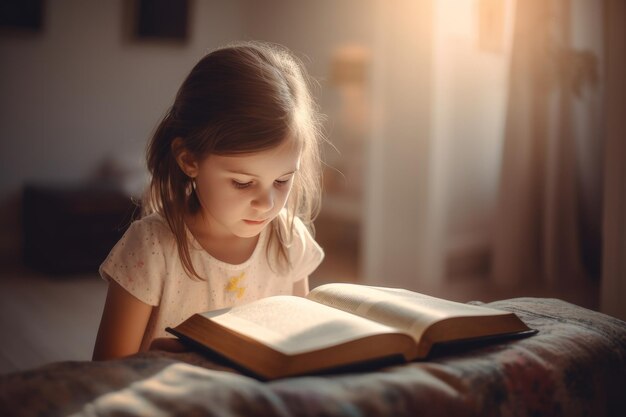사진 성경 책을 읽는 소녀 인공지능 생성